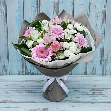 Букет цветов из:  Герберы, Альстромерии и Хризантемы в Железнодорожном Калининградской области
