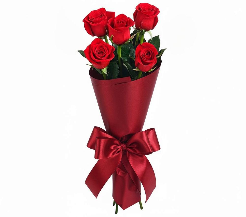 Букет 5 Красных роз Эдлесс Лав в Железнодорожном Калининградской области