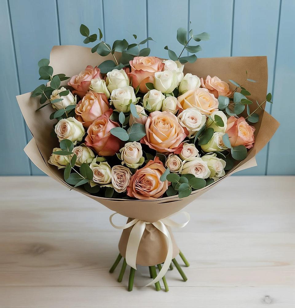 Букет цветов из: Альстромерии и Розы в Железнодорожном Калининградской области