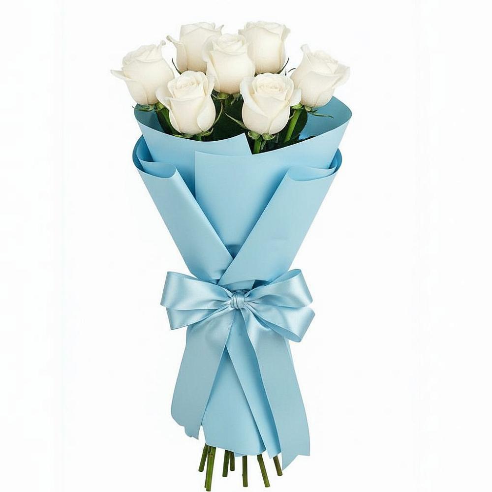 Букет 7 белых роз Проуд в Железнодорожном Калининградской области