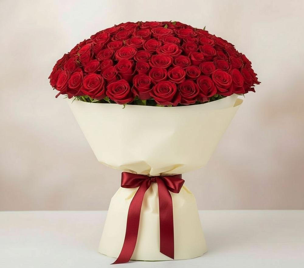 Букет 101 Красная роза Милано в Железнодорожном Калининградской области