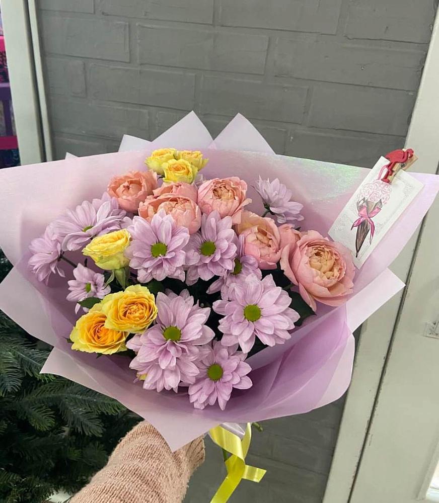 Букет цветов из: Хризантемы и Розы в Железнодорожном Калининградской области