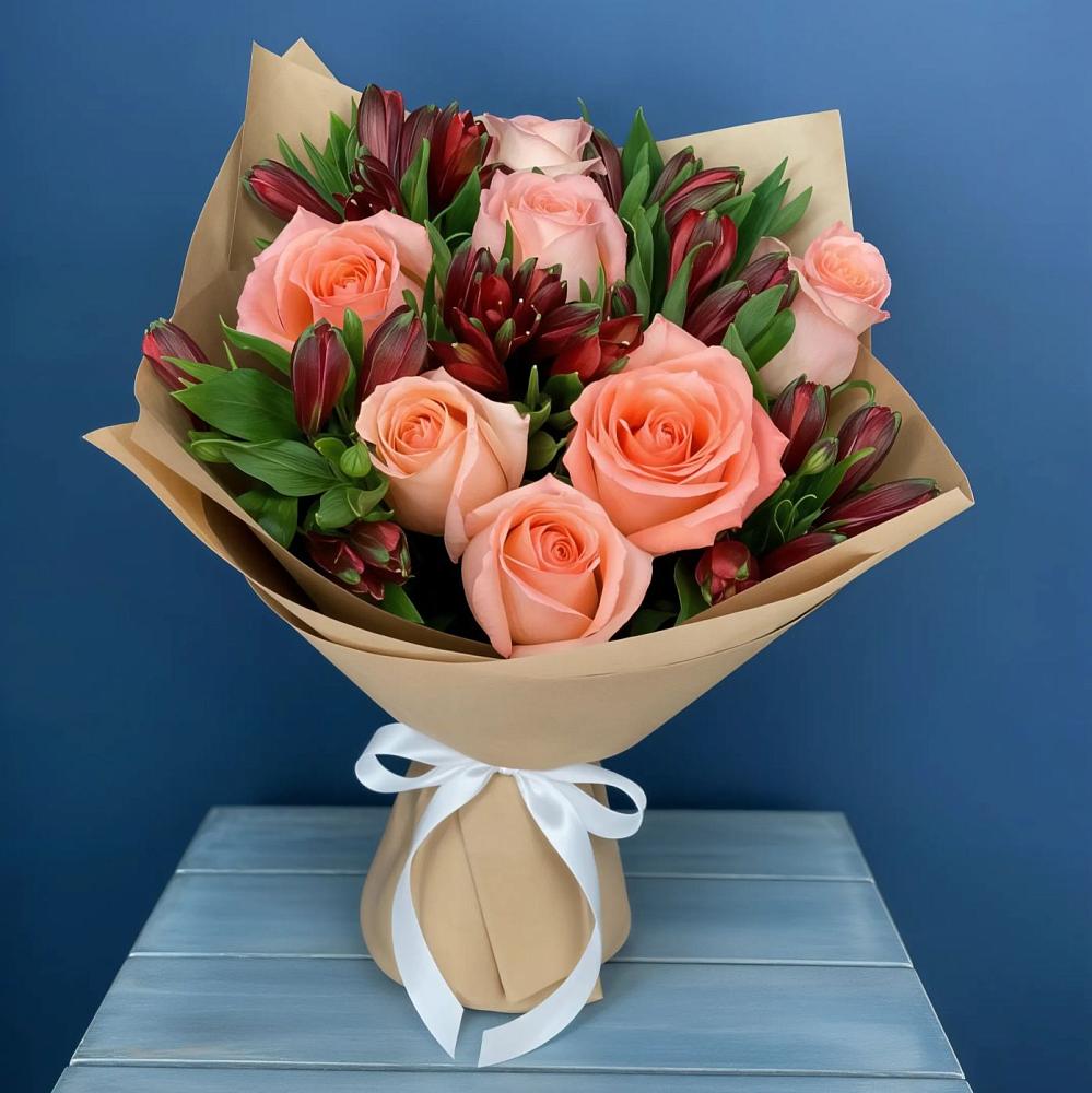 Букет цветов из: Розы и Альстромерии в Железнодорожном Калининградской области