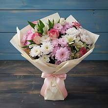 Букет цветов из:  Хризантемы, Альстромерии и Розы в Железнодорожном Калининградской области