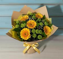 Букет цветов из:  Герберы и Хризантемы в Железнодорожном Калининградской области