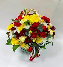 Цветочная композиция из Хризантемы и Розы в корзине #REPLACE_PRED# Железнодорожном Калининградской области