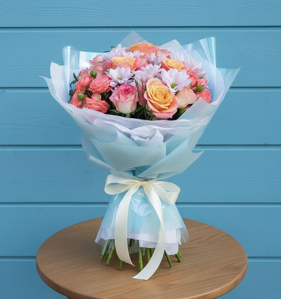 Букет цветов из: Хризантемы и Розы в Железнодорожном Калининградской области