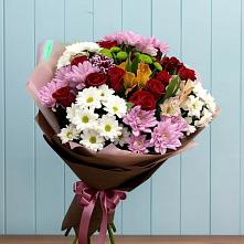 Букет цветов из:  Розы, Хризантемы и Альстромерии в Железнодорожном Калининградской области
