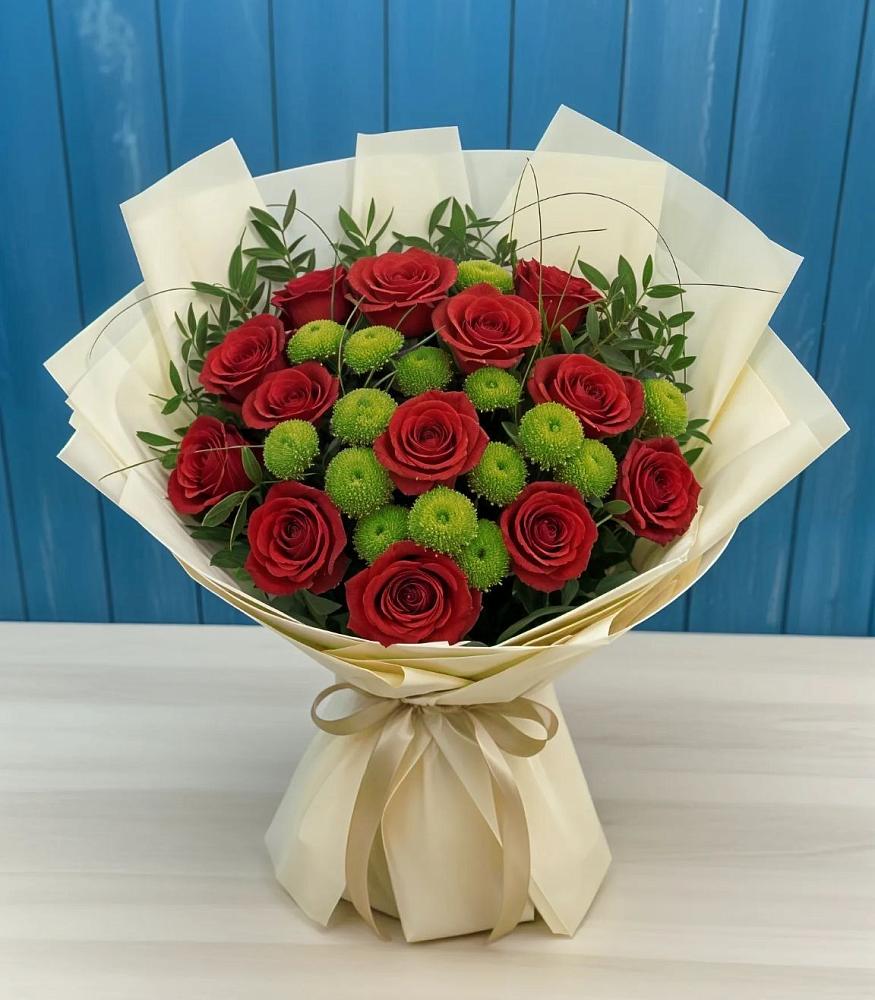 Букет цветов из: Розы и Хризантемы в Железнодорожном Калининградской области